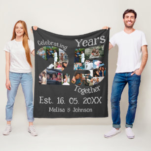 Couverture Polaire Custom 25th wedding anniversary photo collage