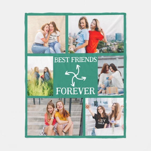 Couverture Polaire Custom 6 Photo Vertical BFF Gift for Her Text (Devant)