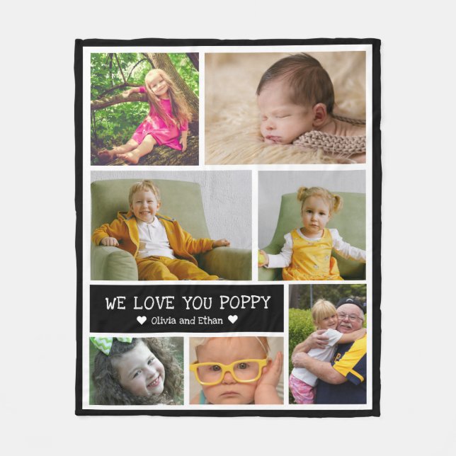 Couverture Polaire Custom 7 Photo Collage We Love You Poppy (Devant)