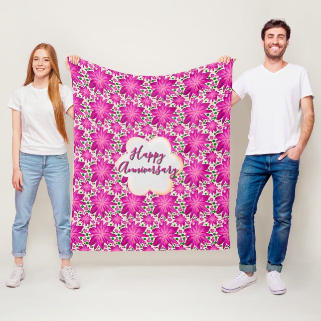 Couverture Polaire Custom and personalized pink floral  (En situation)