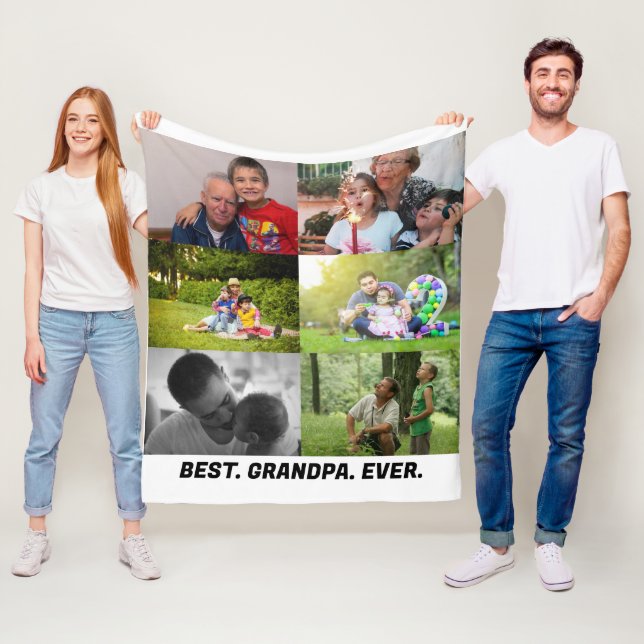 Couverture Polaire Custom Best grand-père ever 6 photo collage (En situation)