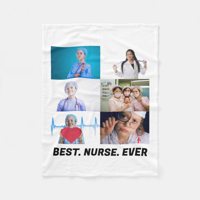 Couverture Polaire Custom Best Nurse Ever 6 photo collage (Devant)