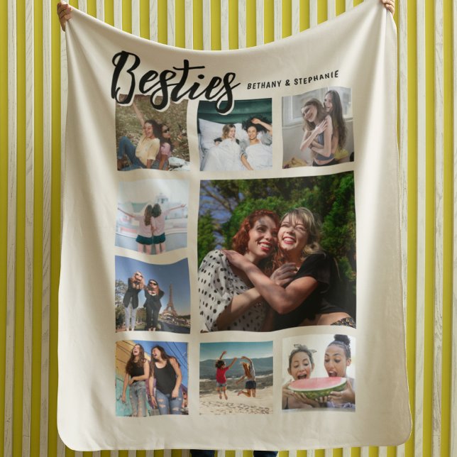 Couverture Polaire Custom Besties Photo Cream Collage (Créateur téléchargé)