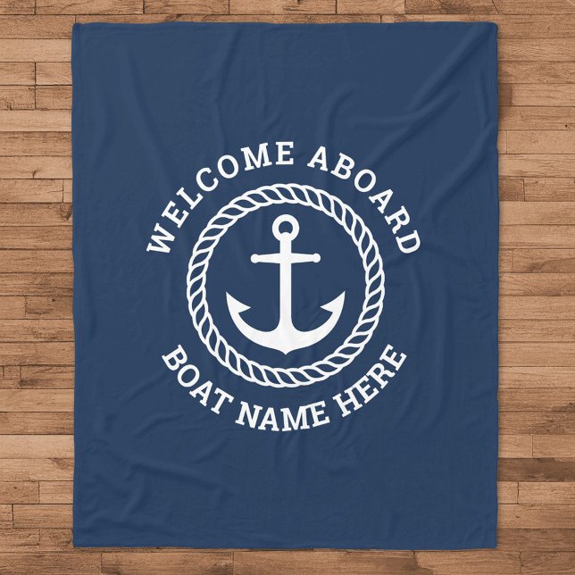 Couverture Polaire Custom boat name welcome aboard anchor and rope (Créateur téléchargé)