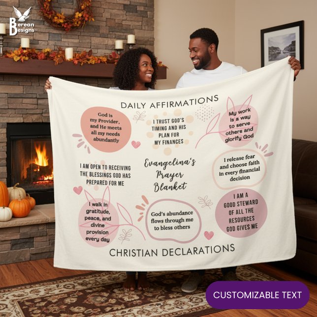 Couverture Polaire Custom Daily Affirmations Christian Bible Verse (Personalized Daily affirmations Christian blanket with customizable text.)