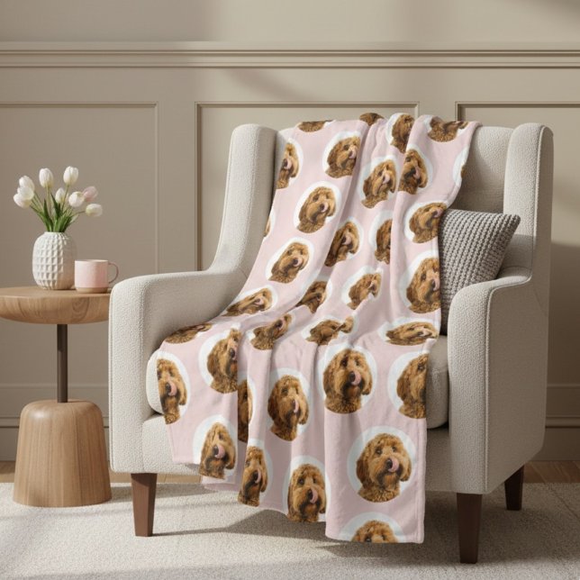 Couverture Polaire Custom Dog Photo | Cute Pink Pet (Créateur téléchargé)