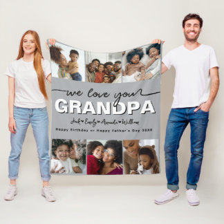 Couverture Polaire Custom Elegant Nous vous aimons GRANDPA Collage ph