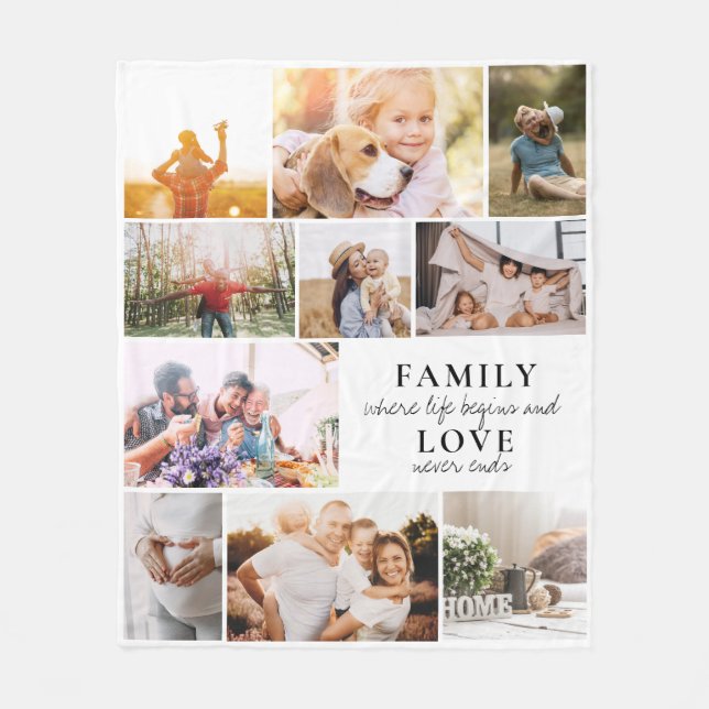 Couverture Polaire Custom Family Love Photo Collage Modern Citation C (Devant)