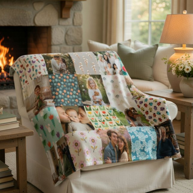 Couverture Polaire Custom Family Photo Blanket Collage Gift (Créateur téléchargé)
