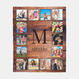 Couverture Polaire Custom Family Photo Collage Reclaimed Wood