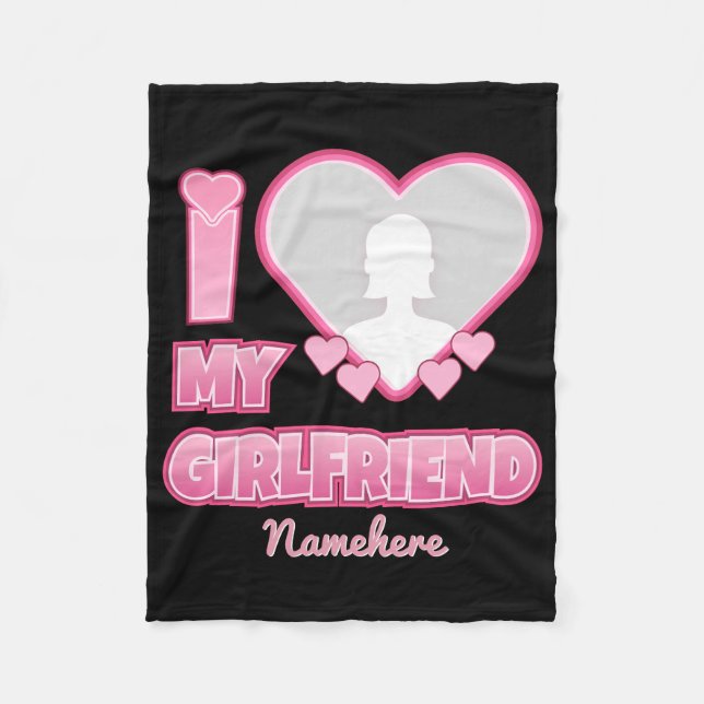 Couverture Polaire Custom I Love My Girlfriend - Ajouter photo et nom (Devant)
