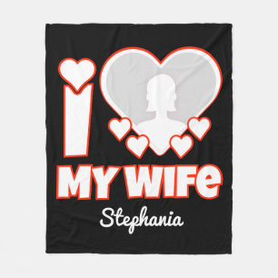 Couverture Polaire Custom I Love My Wife - Ajouter Nom & Photo