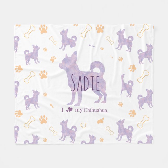 Couverture Polaire Custom lavender chihuahua Silhouette blanket (Devant (Horizontal))