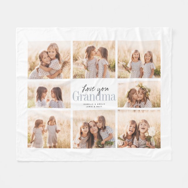 Couverture Polaire Custom Love You Grand-mère Petits-enfants Collage  (Devant (Horizontal))
