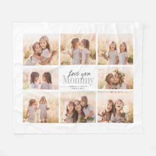 Couverture Polaire Custom Love You Mommy Mothers Day Photo Collage