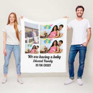 Couverture Polaire Custom Modern Baby et attendu 4 Photo Collage
