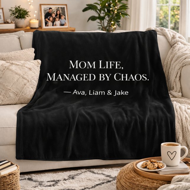 Couverture Polaire Custom Mom Chaos Funny Black/White Fleece Blanket (Créateur téléchargé)