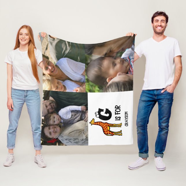 Couverture Polaire Custom monogram G is for Giraffe cute giraffes (En situation)