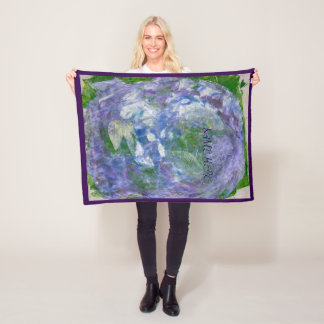 Couverture Polaire Custom Name Purple Green Abstract Painted