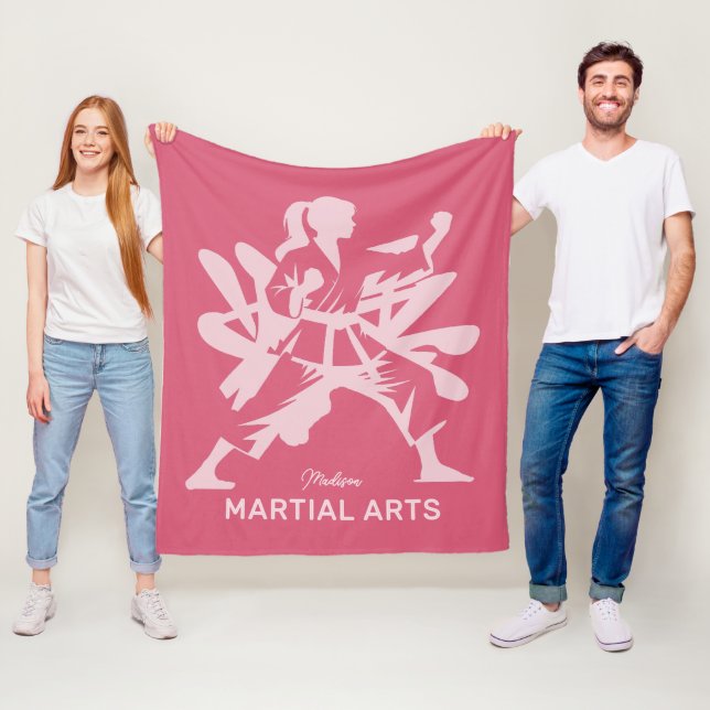 Couverture Polaire Custom Name, Text & Color Martial Arts (En situation)