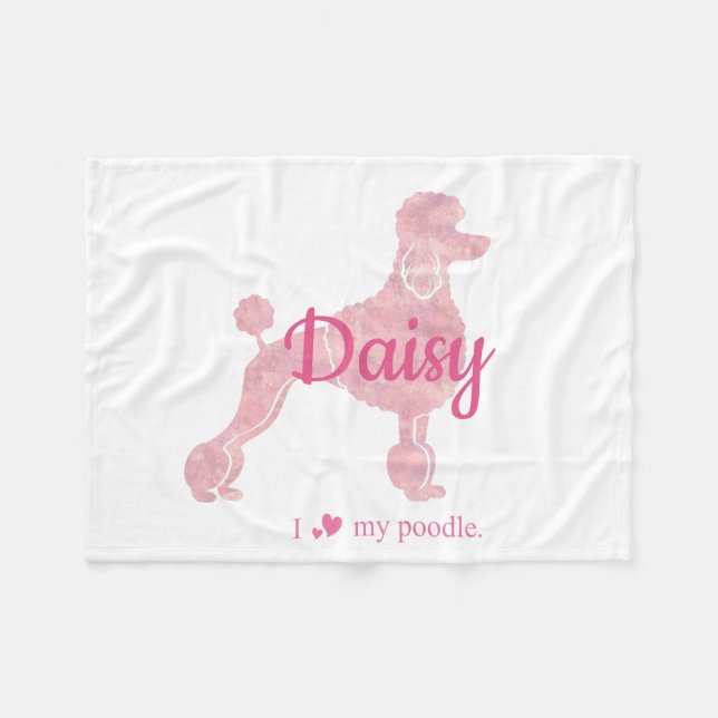 Couverture Polaire Custom Pastel Pink Poodle Silhouette Blanket (Devant (Horizontal))