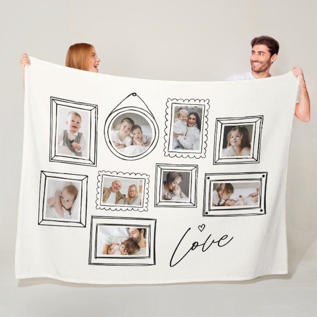 Couverture Polaire Custom Photo Collage Family Love (En situation)
