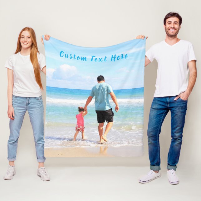 Couverture Polaire Custom Photo et texte - Your Own Design - Pour pap (En situation)