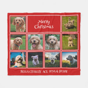 Couverture Polaire Custom Red 10 Photo Joyeux animaux de Noël