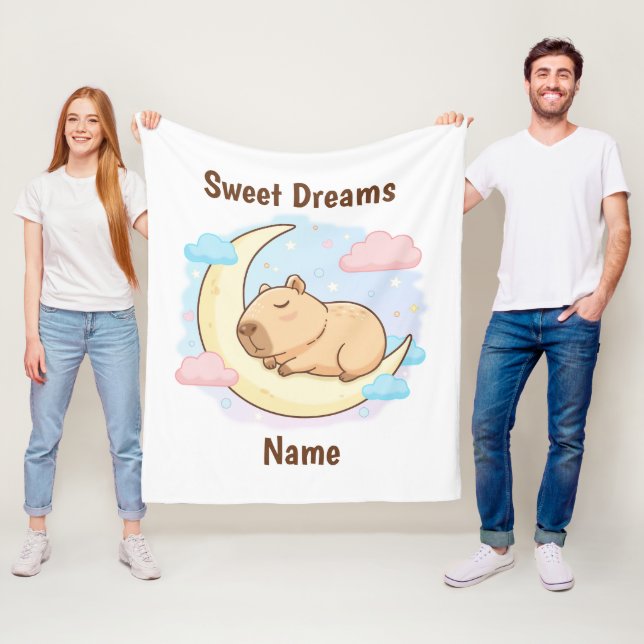 Couverture Polaire Custom Sweet Dreams Capybara Fleece Blanket (En situation)