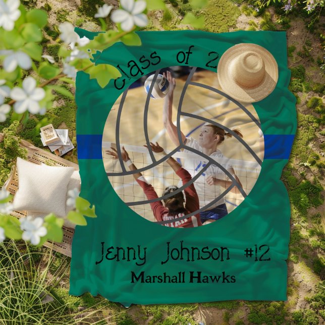 Couverture Polaire Custom Volleyball Picture Senior Night Graduation (Créateur téléchargé)