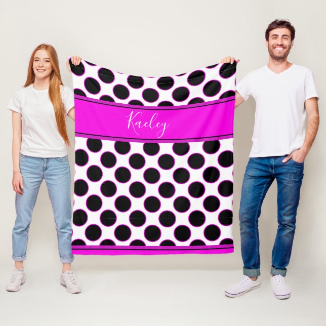 Couverture Polaire Customisez les vôtres - Conception de points roses (En situation)