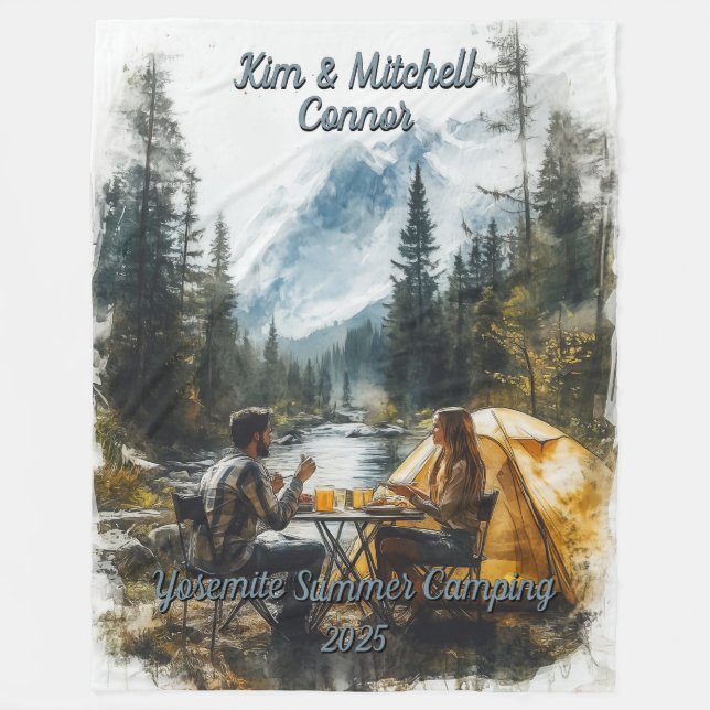 Couverture Polaire Customize Romantic Couple Mountain Stream Camping (Devant)