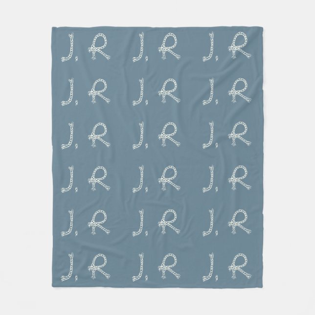 Couverture Polaire Customized Blue White Rope Knot Monogram Soft Warm (Devant)