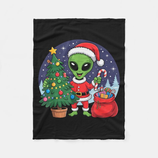 Couverture Polaire Cute Alien Christmas Tree Lights Xmas Holidays Win (Devant)
