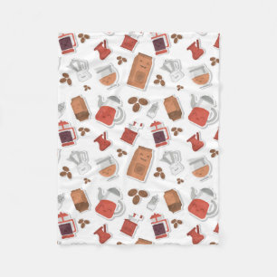 Couverture Polaire Cute Amateurs de café Caféine Theme Kawaii Motif