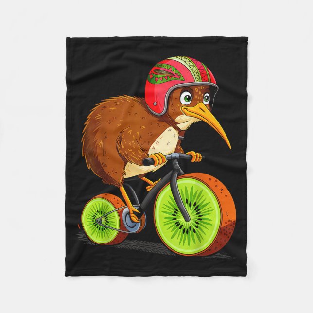 Couverture Polaire Cute Animal Kiwi Cycling New Zealand  (Devant)