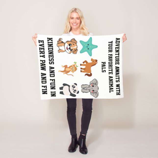 Couverture Polaire Cute animals blanket for kids (En situation)