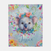 Cute aquarelle Koala avec fleurs