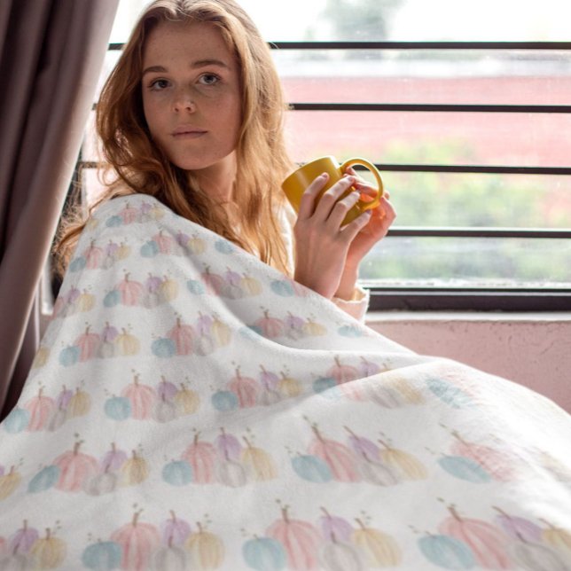 Couverture Polaire Cute Aquarelle Pastel Citrouilles (Créateur téléchargé)