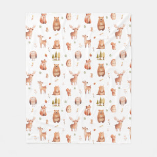 Couverture Polaire Cute Automne Forêt Boisée Forêt Animale Pépinière