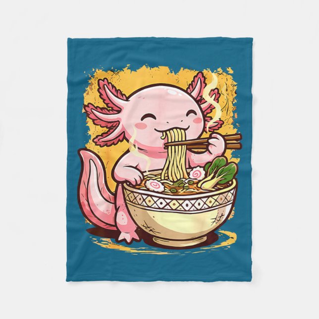 Couverture Polaire Cute Axolotl Eats Ramen Noodles Axolotls Ramen  (Devant)