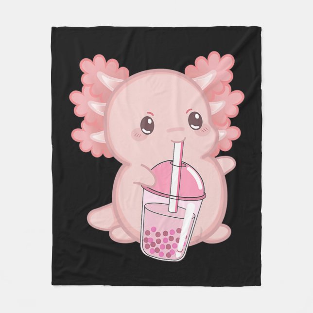 Couverture Polaire Cute Axolotl Japonais Fraise Lait Anime rose K (Devant)