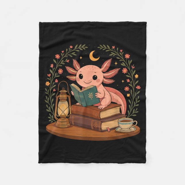 Couverture Polaire Cute Axolotl Reading Books Cozy Bookworm  (Devant)
