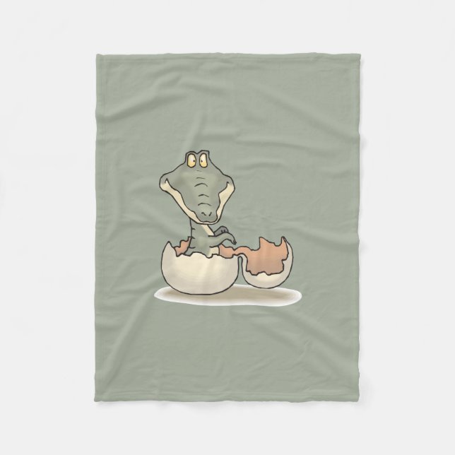 Couverture Polaire Cute Baby Alligator Cartoon Hatching from Eggshell (Devant)