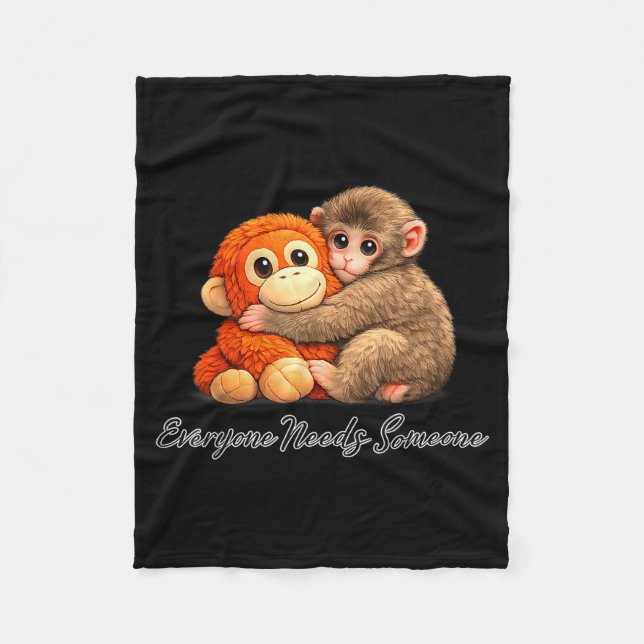 Couverture Polaire Cute baby monkey punch plush hugging Cute baby mon (Devant)