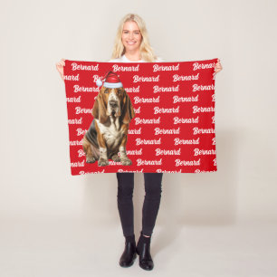 Couverture Polaire Cute Basset Hound Chien avec Chien Noël