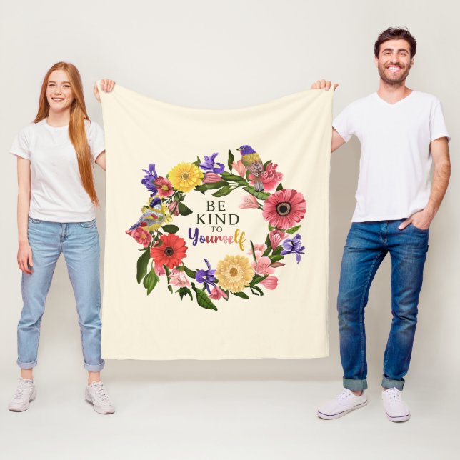 Couverture Polaire Cute Be Kind to You Self Love Floral Citation (En situation)