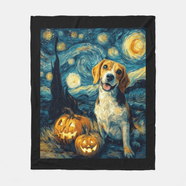 Couverture Polaire Cute beagle Dog Halloween Jack O Lantern Pumpkin F (Devant)