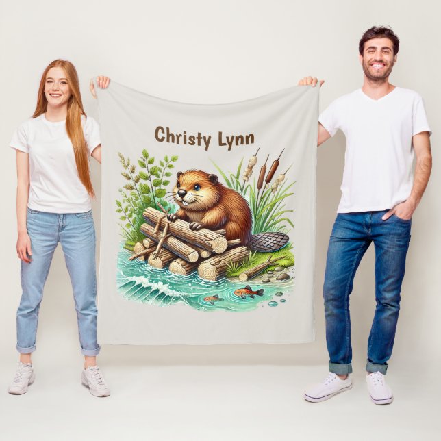 Couverture Polaire Cute beaver lovers add name  (En situation)