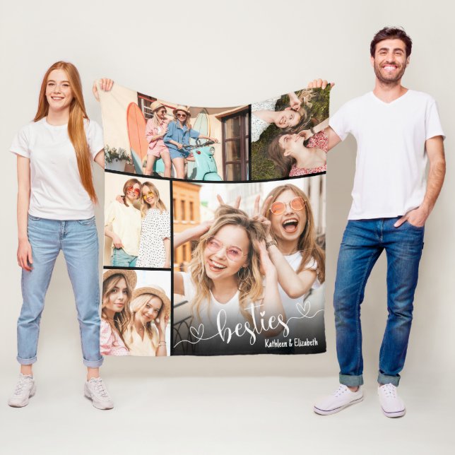 Couverture Polaire Cute Besties Script Meilleure Amie Photo  (En situation)
